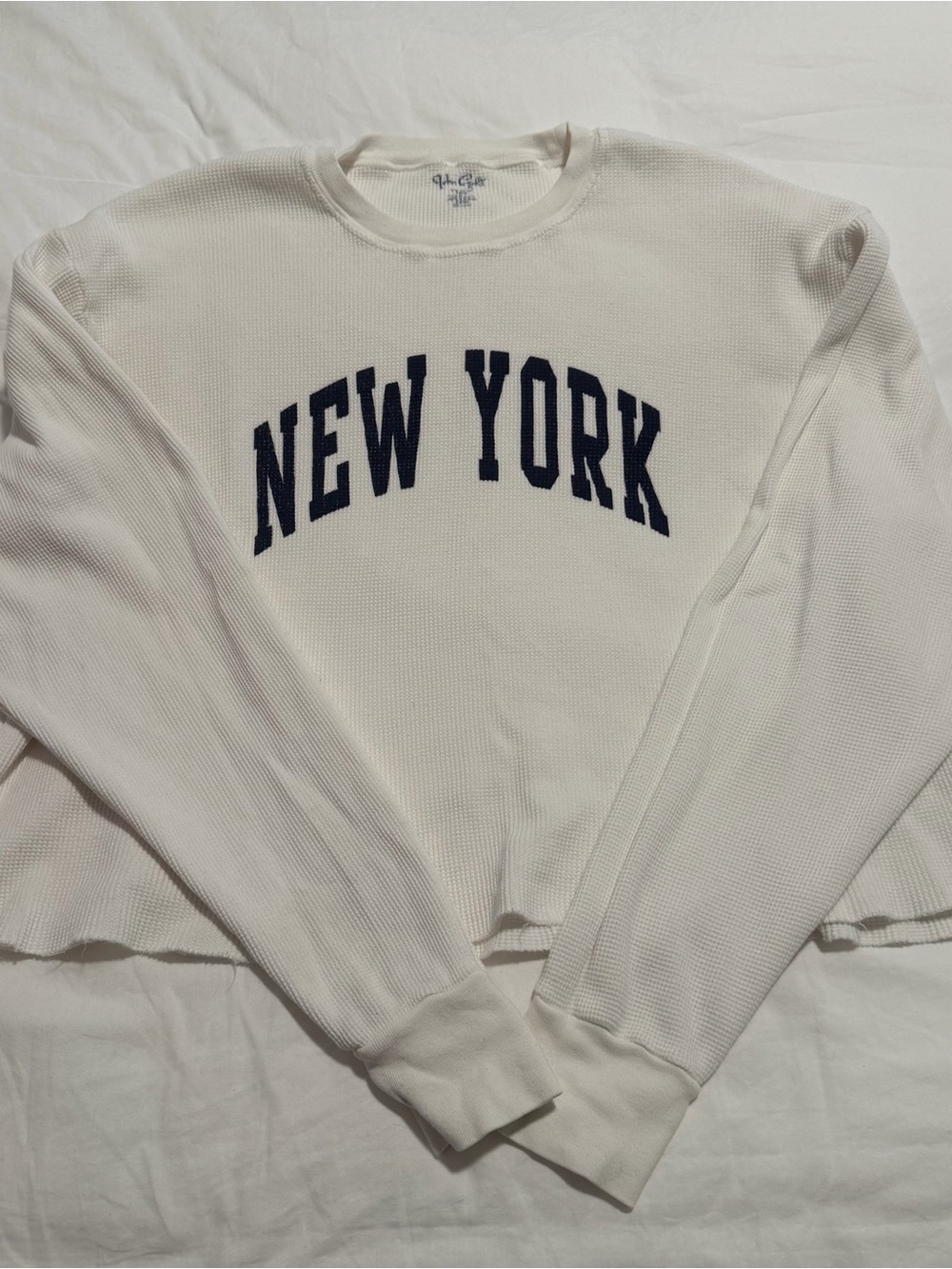 Brandy Melville White Crewneck with Navy "NEW YORK" Text